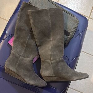 Intyce Steven Madden Knee High Gray Leather Boots Brand New Never Worn Size 8
